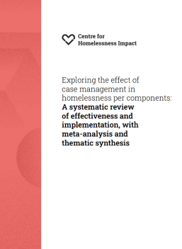 Reproducción total de la portada del documento 'Exploring the effect of case management in homelessness per components: A systematic review of effectiveness and implementation, with meta-analysis and thematic synthesis (Centre for Homelessness Impact, 2024)'