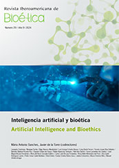 Reproducción total de la portada del documento 'Inteligencia artificial y bioética (Revista Iberoamericana de Bioética, Nº 25, 2024)'