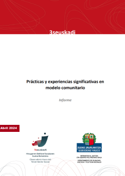 Reproducción total de la portada del documento 'Prácticas y experiencias significativas en modelo comunitario. Informe (Observatorio Vasco del Tercer Sector Social, 2024)'