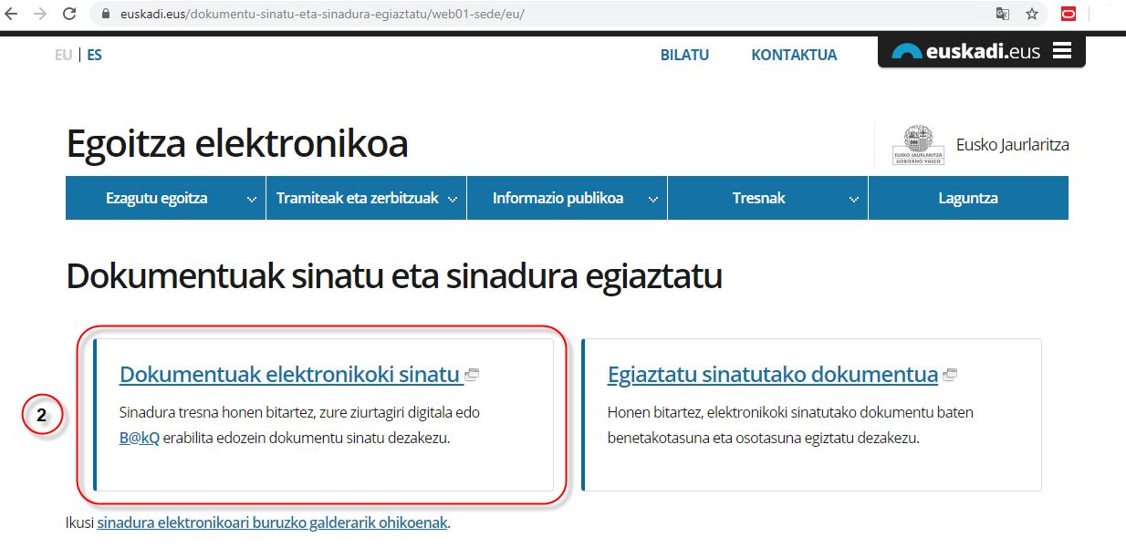 Elektronikoki dokumentuak sinatu sinadura barneratuarekin