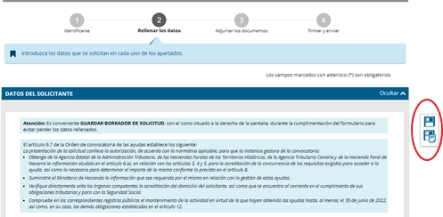 Botón guardar solicitud