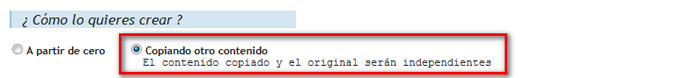Crear a partir de otro contenido