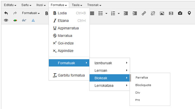 Formatua: Blokeak