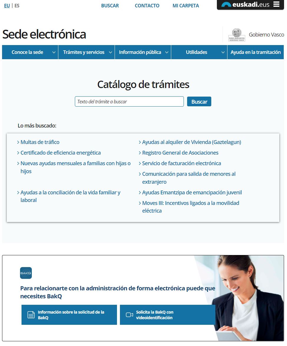 Pantalla principal de la sede electrónica